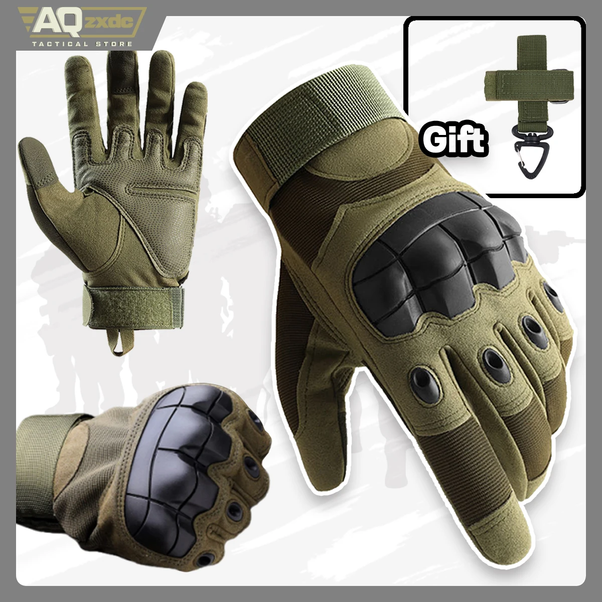 

Men'S Outdoor Full Finger Gloves with Glove Buckle & Knuckle Protection Tactical Assault Training Gloves for Riding, Hunting