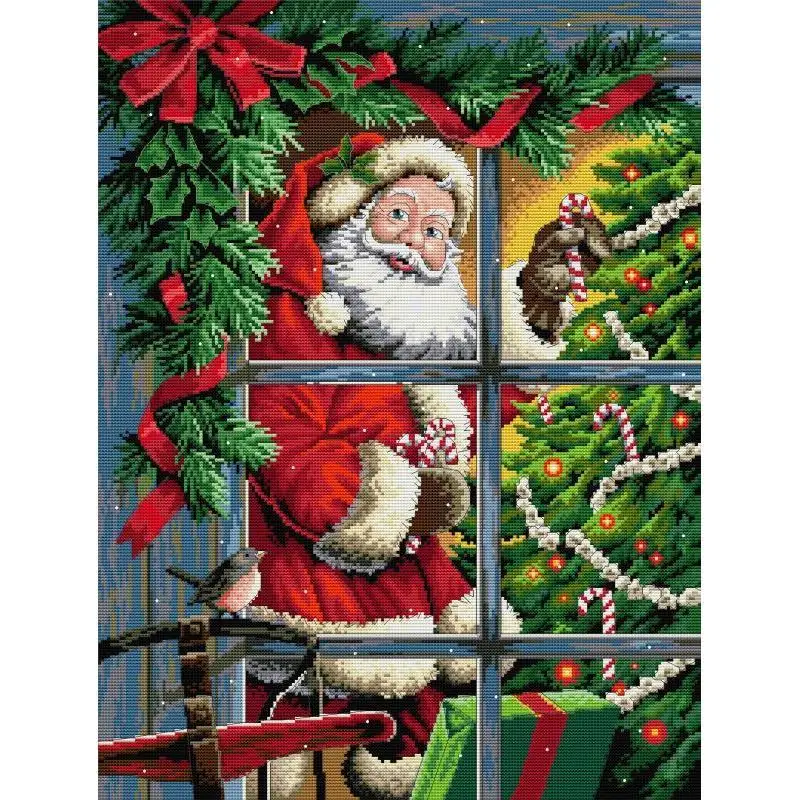 

Christmas Cross Stitch Kit Santa Claus Patterns DIY Hand Embroidery 14CT 16CT 11CT White Counted Canvas Printed Cloth Sewing Set