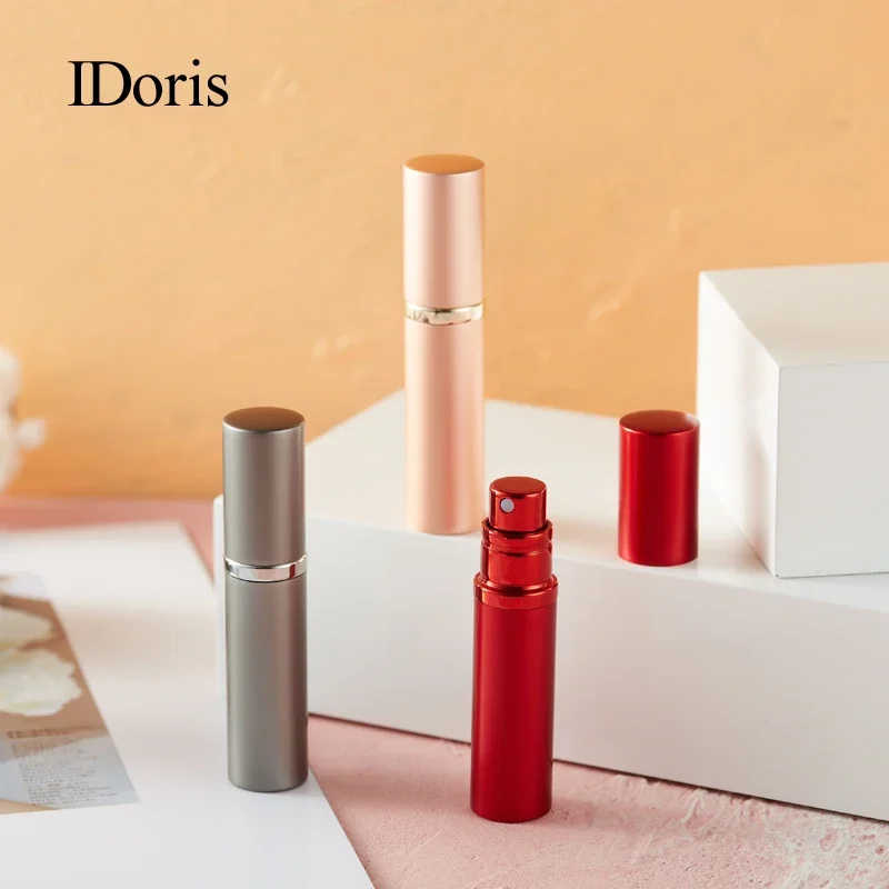 IDoris 2P Perfume Vaporizers Bottled Bottoms Perfume High-End Travel Portable Spray Small Sample Empty Bottle Dispenser Red+Grey