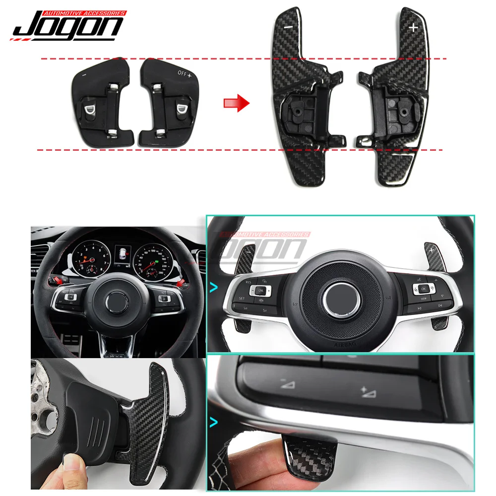 2Pcs Carbon Fiber Steering Wheel Paddle Shifter Replace Trim For VW SCIROCCO 2.0T R/GLI 2016-2019 Jetta GLI POLO 6C GTI 1.8T