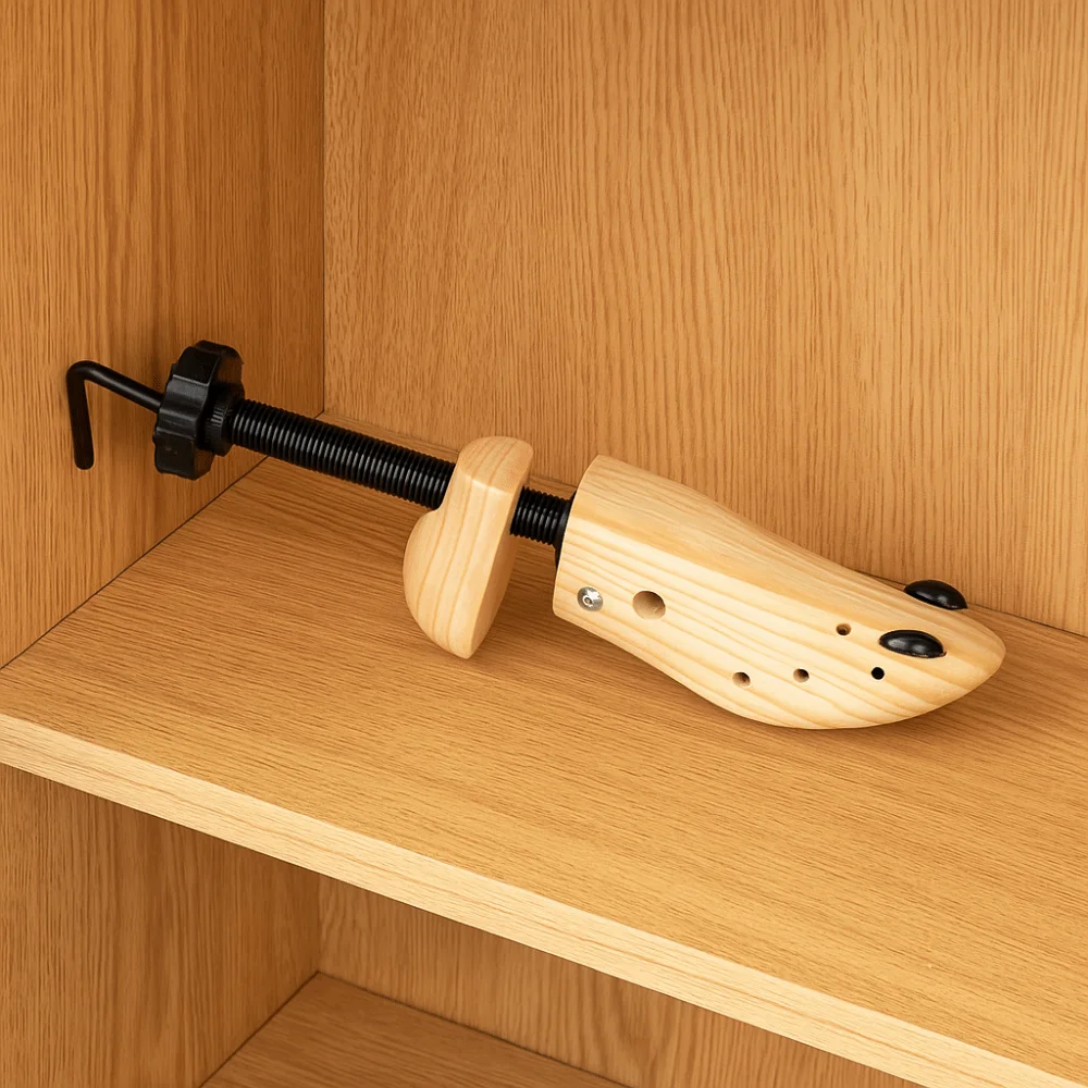 Adjustable Shoe Stretcher Prevent Creasing Tension Spring Coil Shoe Tree Stretcher EU34-46 Wooden Shoe Expander Flats