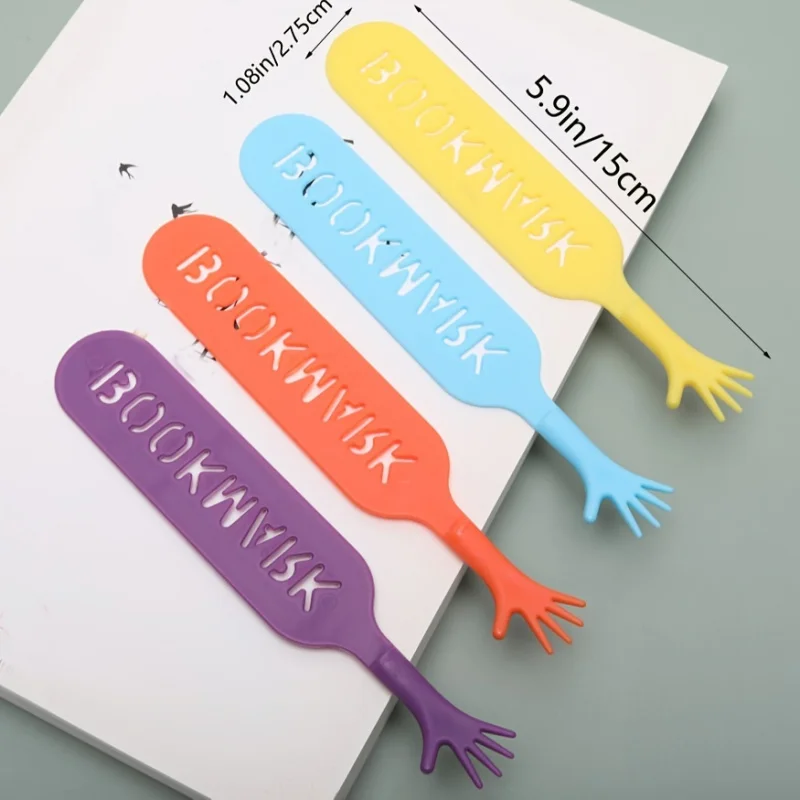 4 Pcs，Creative Small Hand Bookmark Set, 4 Colors - Perfect for Book Lovers, Suitable for Schools and Offices