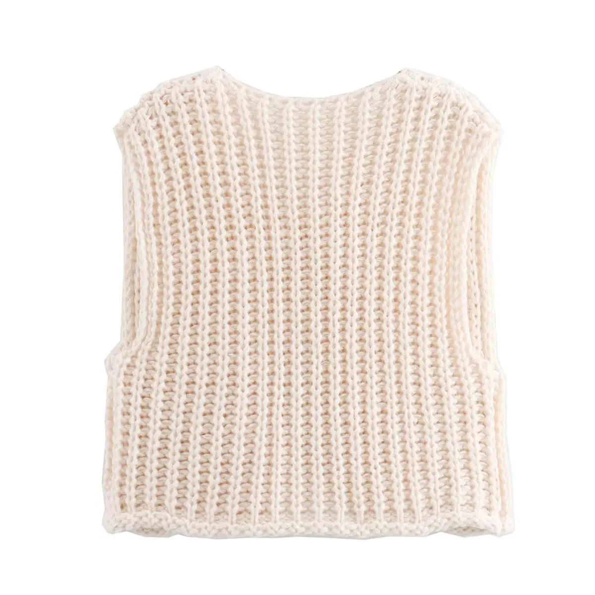 Vintage 2024 New Fashion Women Tank Sweater Vest Autumn Winer Y2k Loose Knitted Pocket Decoration Female Tops Sleeveless Tops