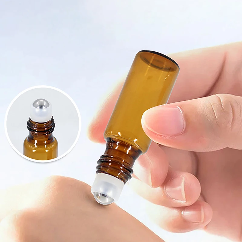 1ml 2ml 3ml 5ml 10ml Amber Thin Glass Roll On Bottle Empty Refillable Bottle Sample Test Essential Oil Perfume Vials With Roller