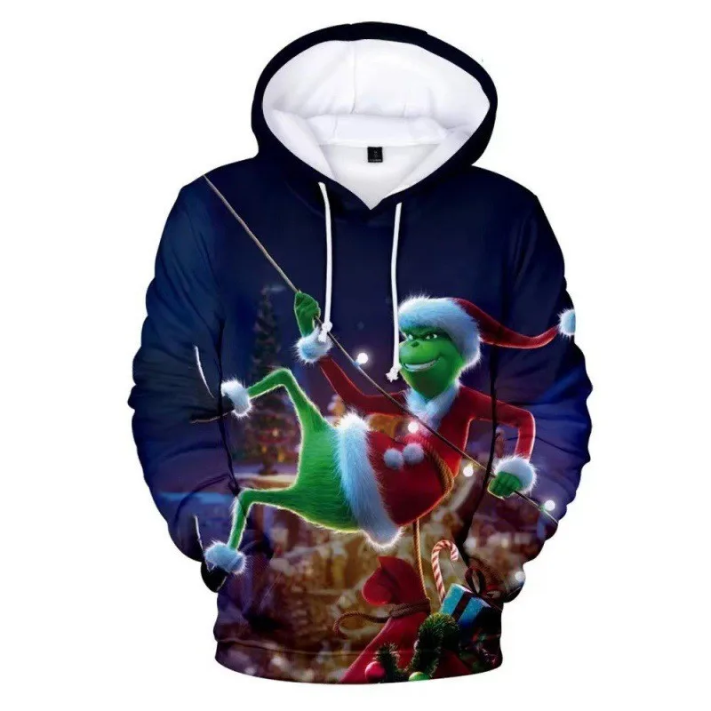 New cross-border Halloween Santa Grinch 3D digital printed hoodie for men