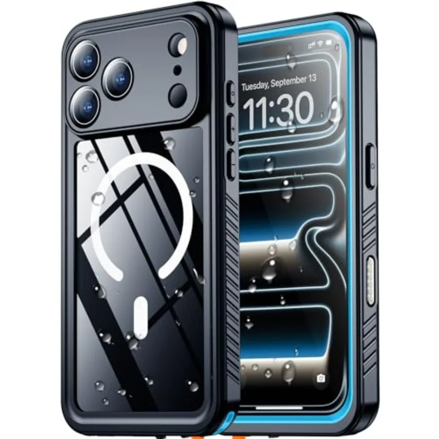 Magnetic for iPhone 17 Pro Max Case Waterproof Built-in Screen Camera Lens Protector IP68 Underwater Military Grade