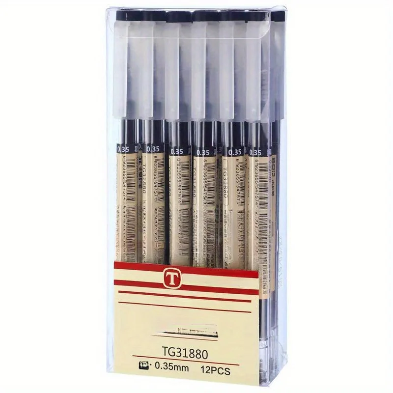 12 일본 고급 젤 펜, 0.35mm 젤 잉크 롤러 볼펜, 플라스틱 소재, 학교 및 사무실 사용에 적합, 부드러운 쓰기