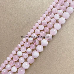 Pierre de Quartz Rose véritable Semi-précieuse de Madagascar, perles rondes en vrac de 6 8 10MM pour la fabrication de bijoux DIY