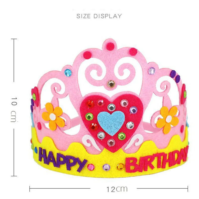 3Pcs DIY Crafts Toy Crown Hat Princess Headwear Creative Paper Flowers Patterns Toys Kids Children Kindergarten Art Party Gifts