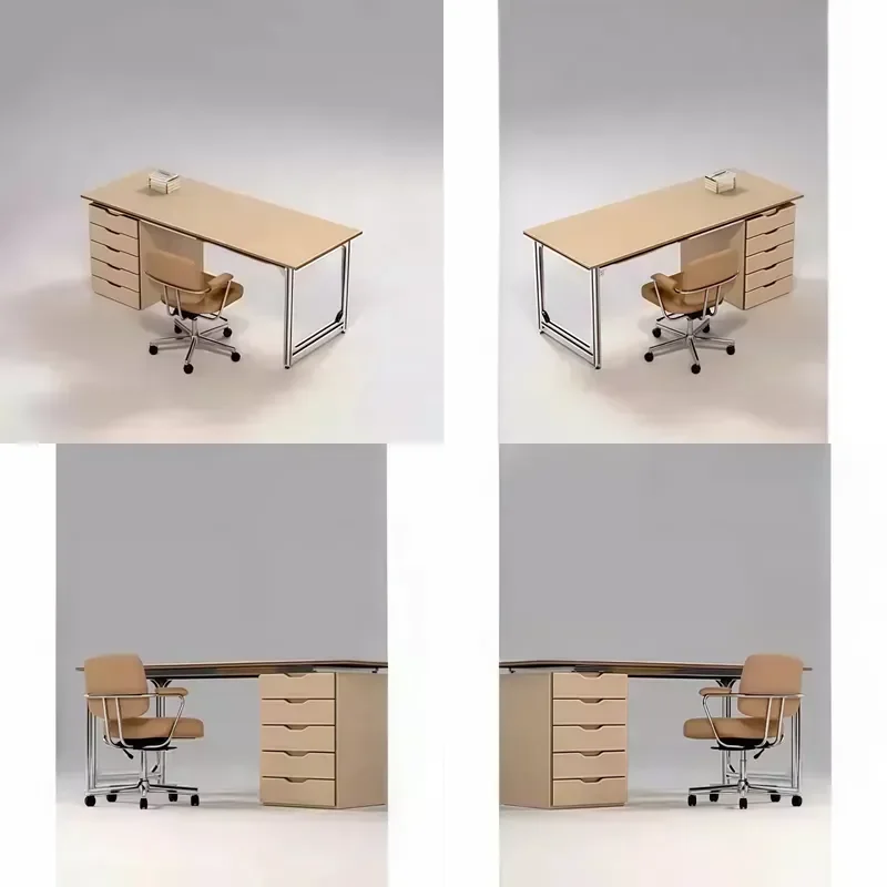 American-style Birch Ocean Board Durable Eco-Friendly Commercial Office Desk Drawers Simple Modern Aluminum Profile Desk