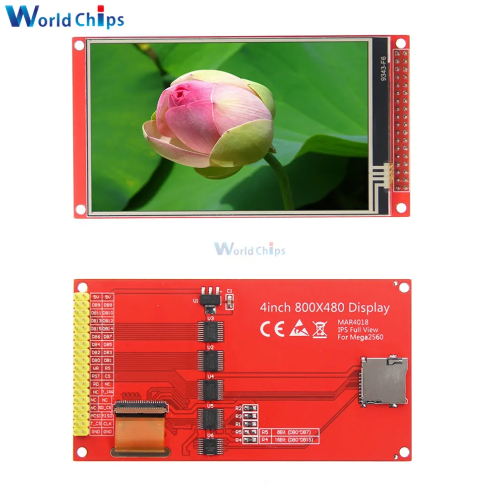 TFT Color Touch LCD Display Module, Driver para Arduino Mega2560, Placa de Desenvolvimento, 800x480 IPS, RGB, 65K, 5V, NT35510, 4"