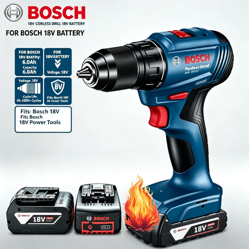 Genuine Bosch 18V 6.0Ah Rechargeable Battery Wear‑Proof Housing ReliableCapacity Consistency For Bosch 18V Cordless Power System