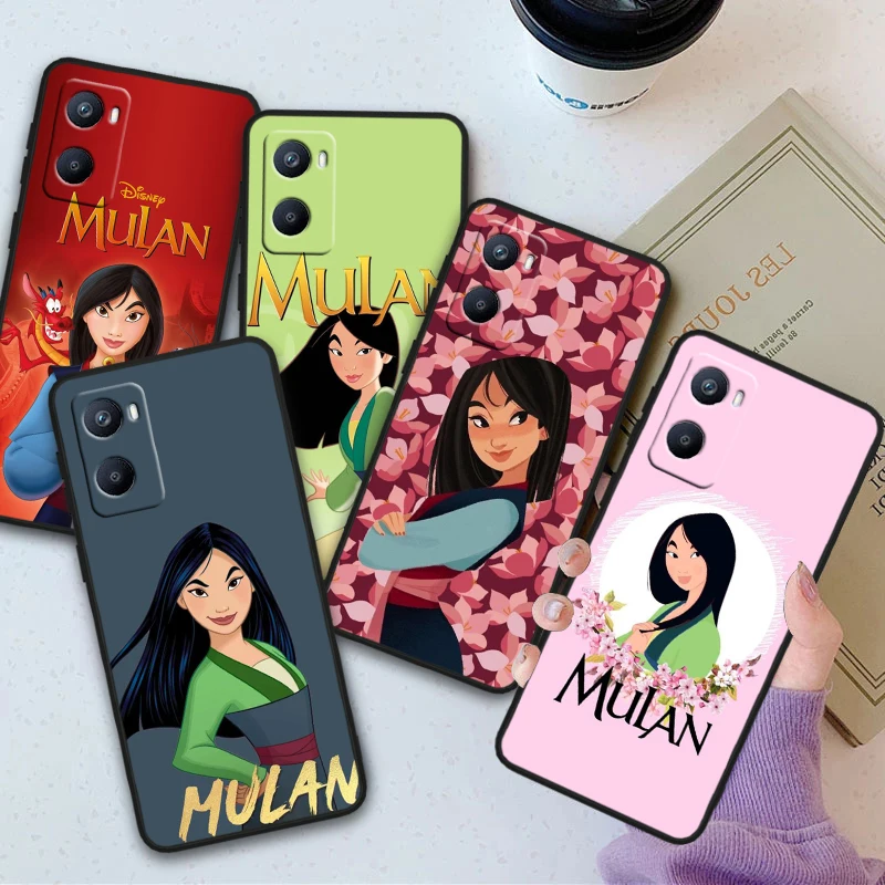 Disney Mulan Princess Cartoon For OPPO Reno 10 9 8 7 6 5 4 Z SE Pro Plus Lite Soft TPU Shockproof Black Phone Case