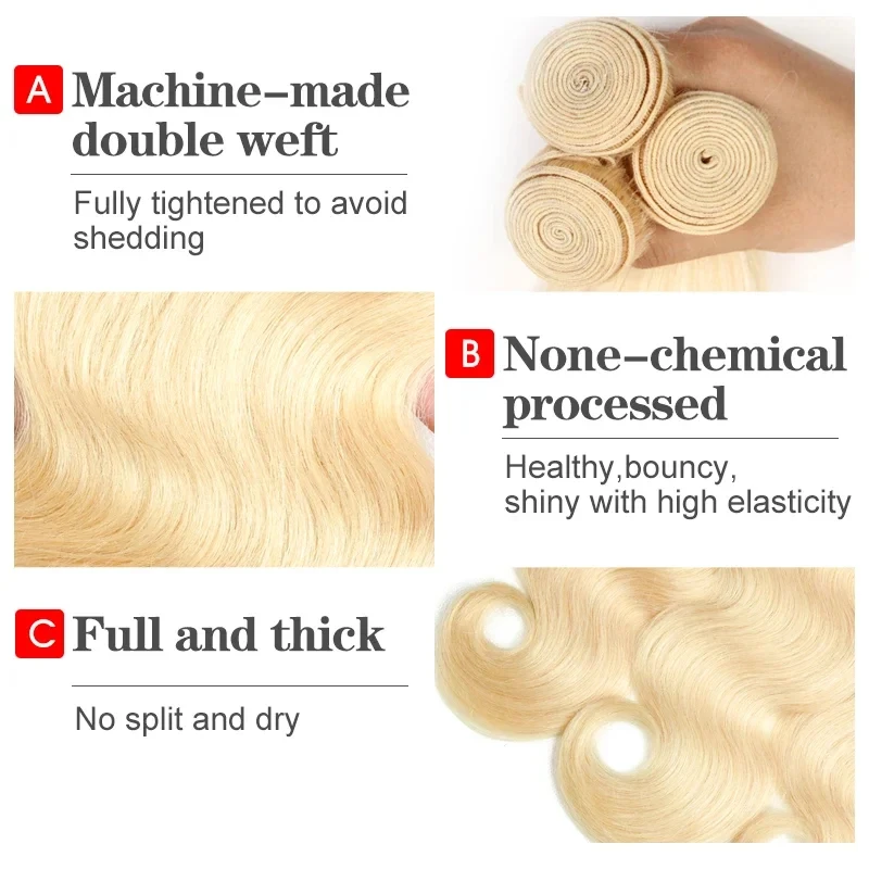 Blonde 613 Body Wave Human Hair Wigs  Long Loose Deep Wig Blonde Brazilian Hair Weave Bundles French Curls Braiding Hair