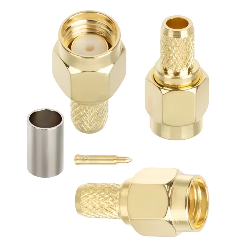 1Pcs/lot Pure copper 50-3 feeder connector crimp RG58 plug SMA/BNC/TNC/UHF/M/F/N RF connector