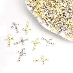 10pcs Creative Rhinestones Cross Charms for DIY Christian Holiday Jewelry Gift Trendy Personality Necklace Earrings Pendants