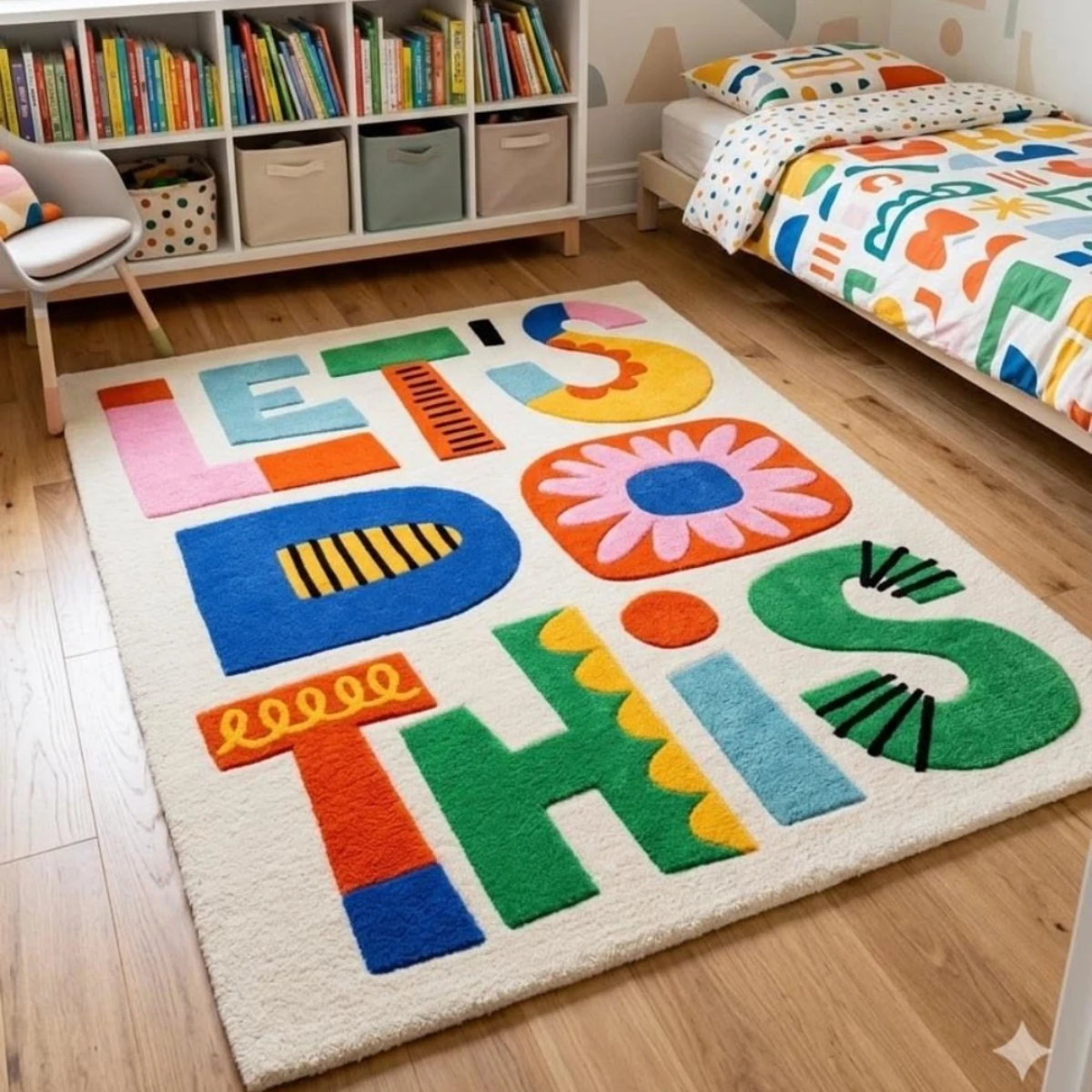 Living Room Rug Classic Four Quadrant Color Block Printed Large Rectangular Carpet Giraffe Lion for Apartment Playroom Floor