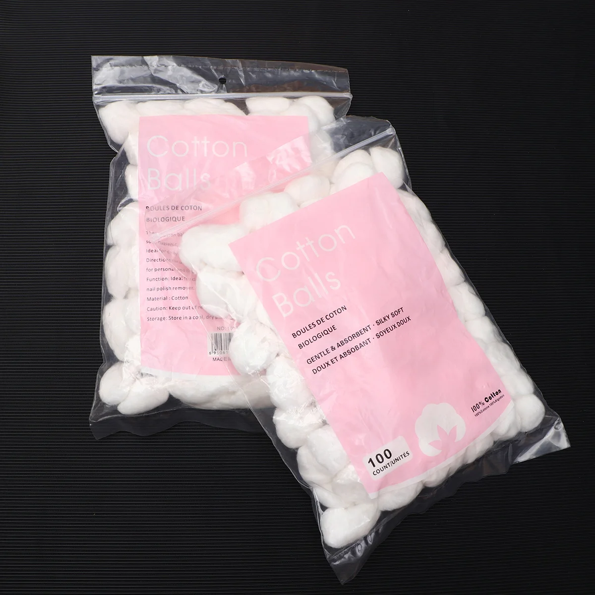 Boule de coton pur démaquillante, 5 paquets, boule de nettoyage du visage douce et absorbante, outil de maquillage blanc, accessoires pour soins de la peau, vernis à ongles