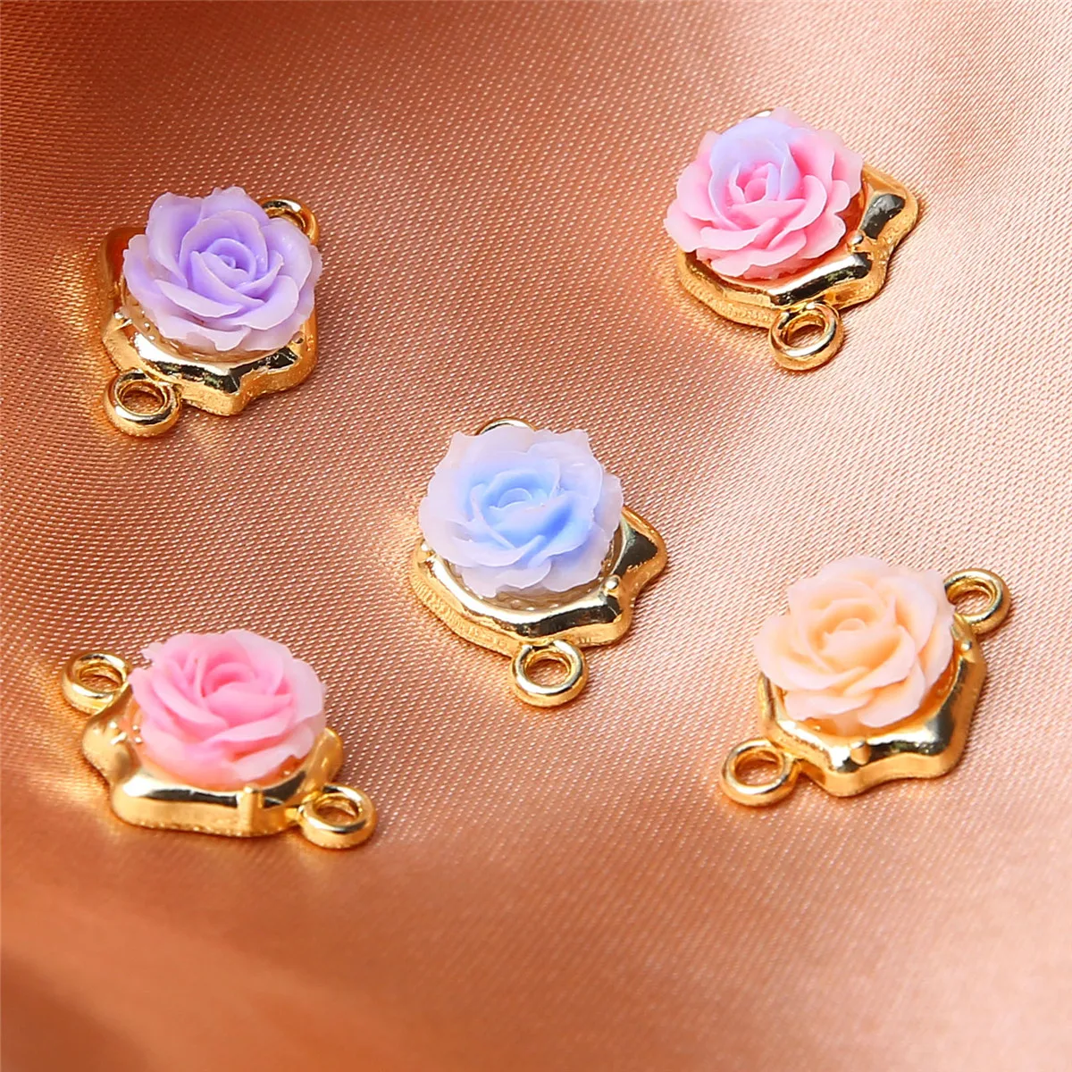 10pcs rose double hanging alloy bright silver accessories ins handmade diy necklace bracelet jewelry accessories material