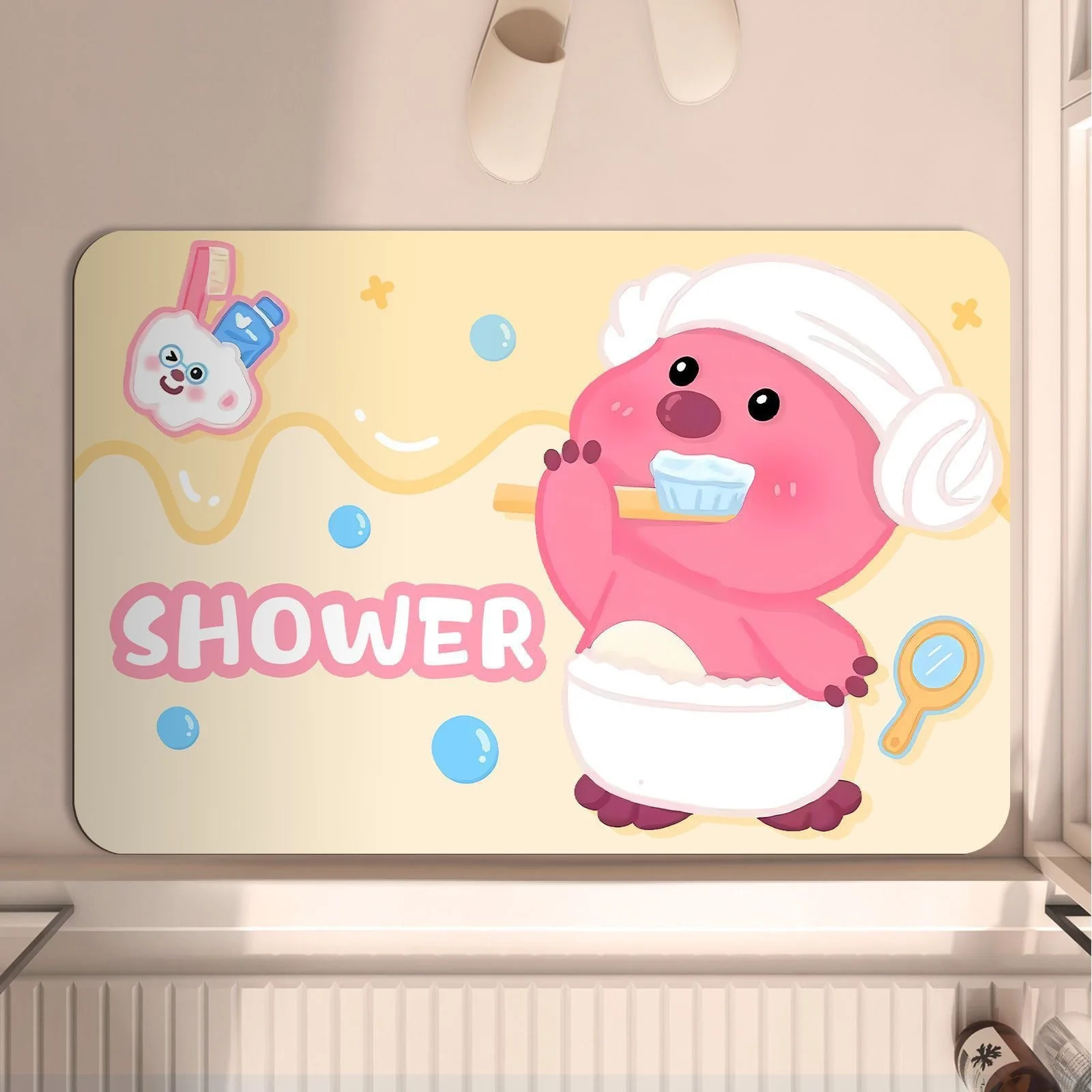 Bathroom Floor Mat Cartoon Ruby Beaver Decorative Floor Mat, Bathroom Entrance Washbasin Absorbent Floor Mat 30*40cm
