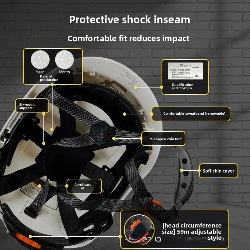 CE Construction Safety Helmet With Visor Built In Goggles For Engineer ABS Hard Hat ANSI Industrial Work Cap Head Protection New - view 4
