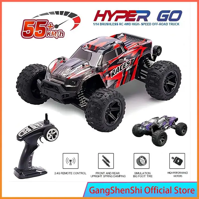 HXRC 8609 8610 1:14 55KM/H 4WD RC Car With LED Remote Control Cars High Speed Drift Monster Truck for Kids vs Wltoys 144001 Toys