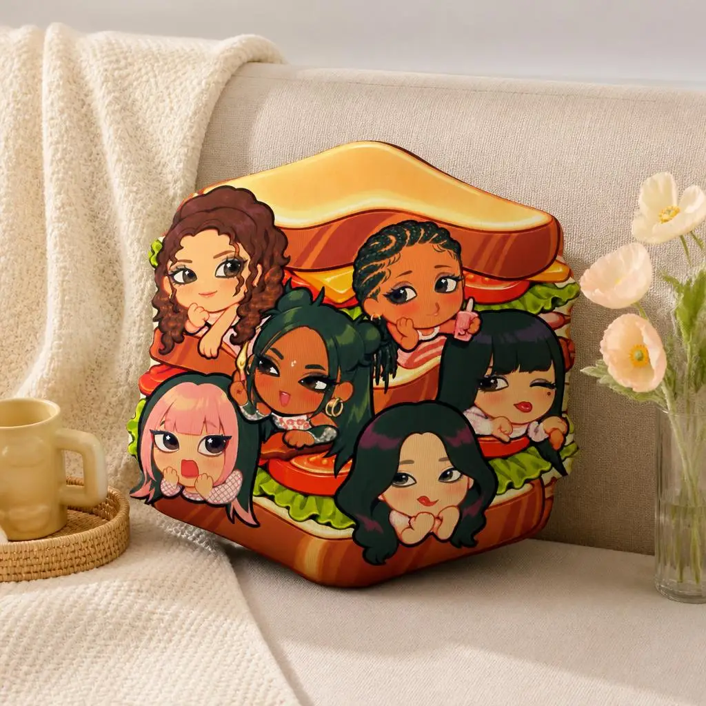 Katseye Kpop Girl Group Shaped Pillow Cute Cartoon Cushion Stuffed Throw Pillow Kpop Fan Gift Sofa Bedroom Home Decor Accent