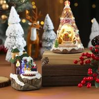 2025 Christmas Tree Cookie Man Rotating Train Octavo Christmas Decoration New Year Glowing Music Box Decoration Ornament Gift
