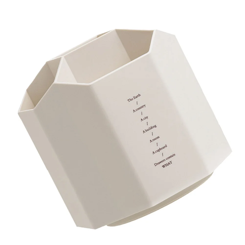 

Plastic Cosmetics Box Rotatable Desktop Storage for Pens Makeup Brushes Stationery Organizer Office Supply Container