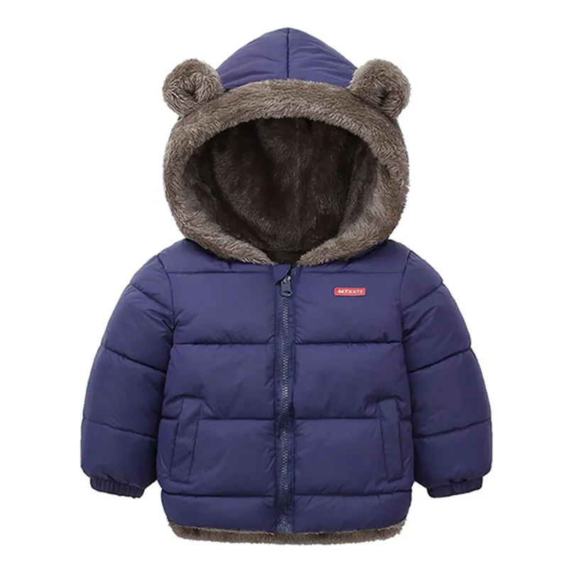 

Children Thick Down Jackets Winter Thicken Plush Coats For Boys Girls Solid Color Hooded Jackets 2-6 Years Kids Parka Outerwear