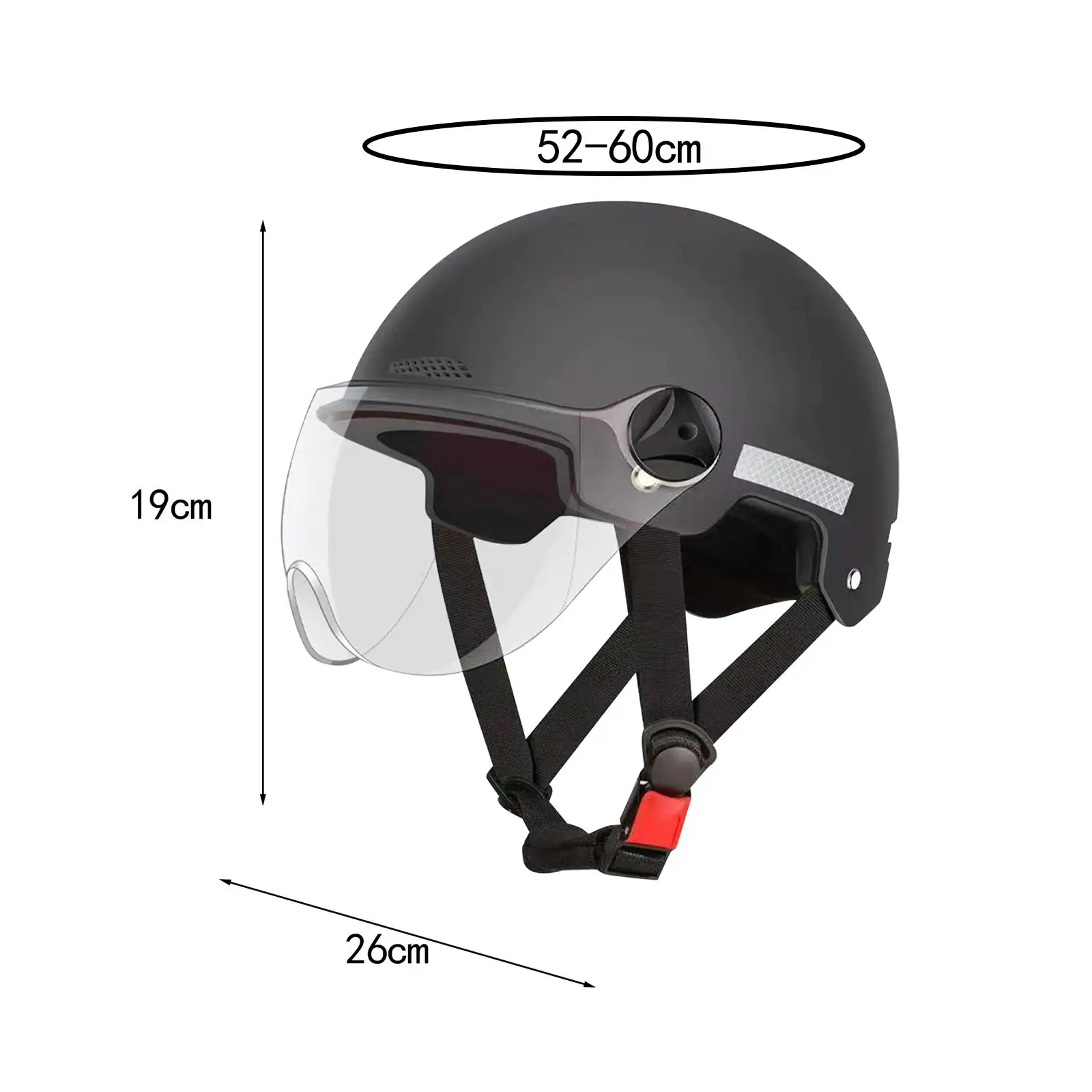 Kask motocyklowy 52 do 60 cm Obwód głowy Regulowany Wygodny w noszeniu Wyjmowana podszewka Oddychający kask półtwarzowy