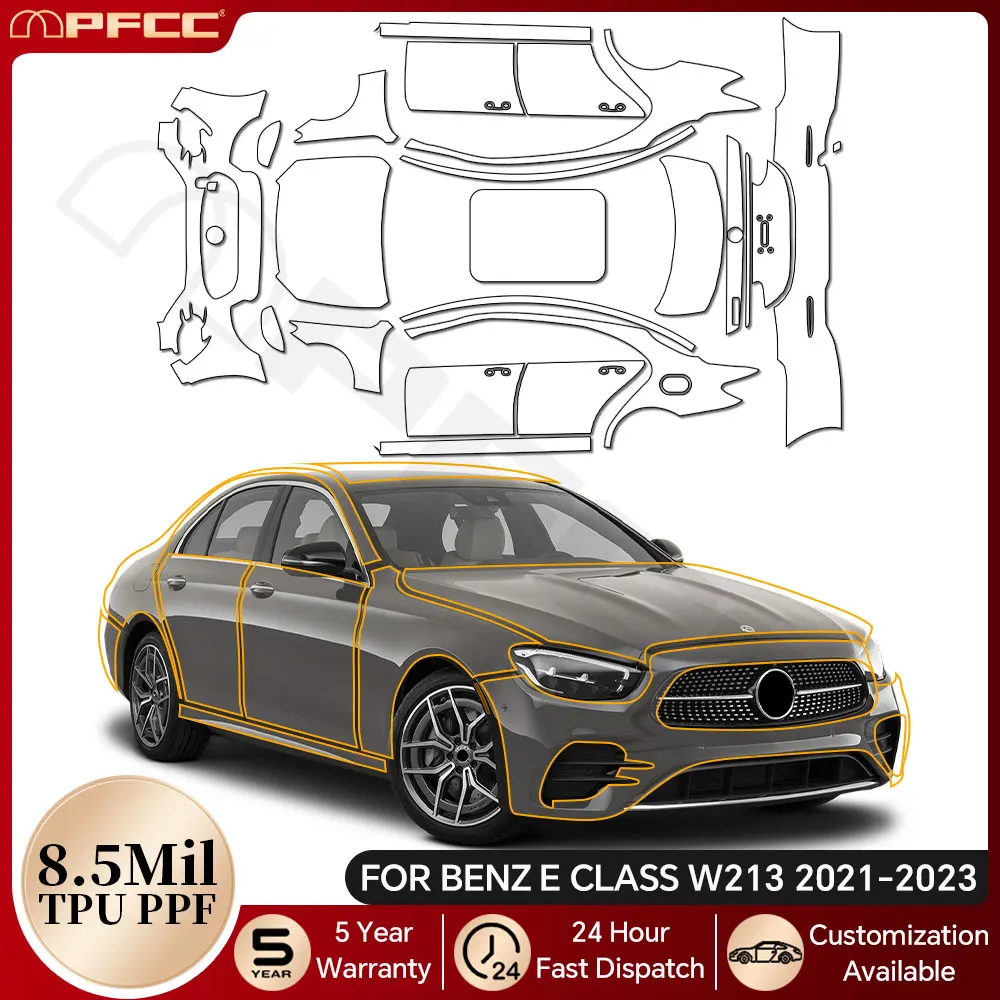 

For Mercedes Benz E Class W213 2021 2022 2023 TPU Paint Protection Film Pre-cut PPF Car Body Anti-scratch Resistant Clear Bra