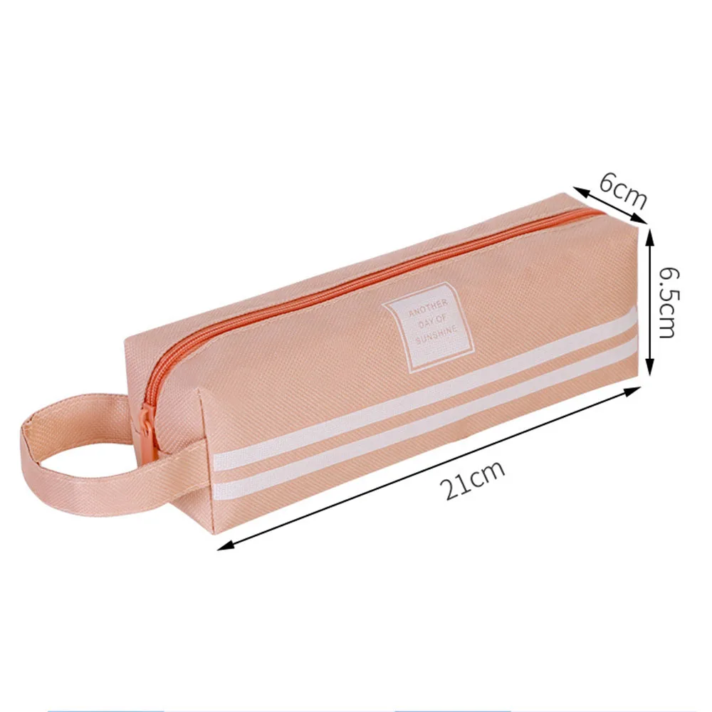 Практичная полосатая сумка для карандашей, вместительная сумка для хранения канцелярских принадлежностей для студентов