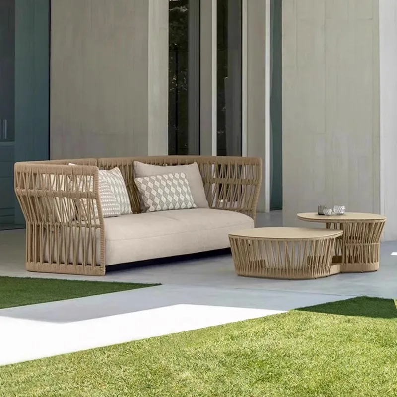 Outdoor rattan sofa combination open-air waterproof and sunscreen