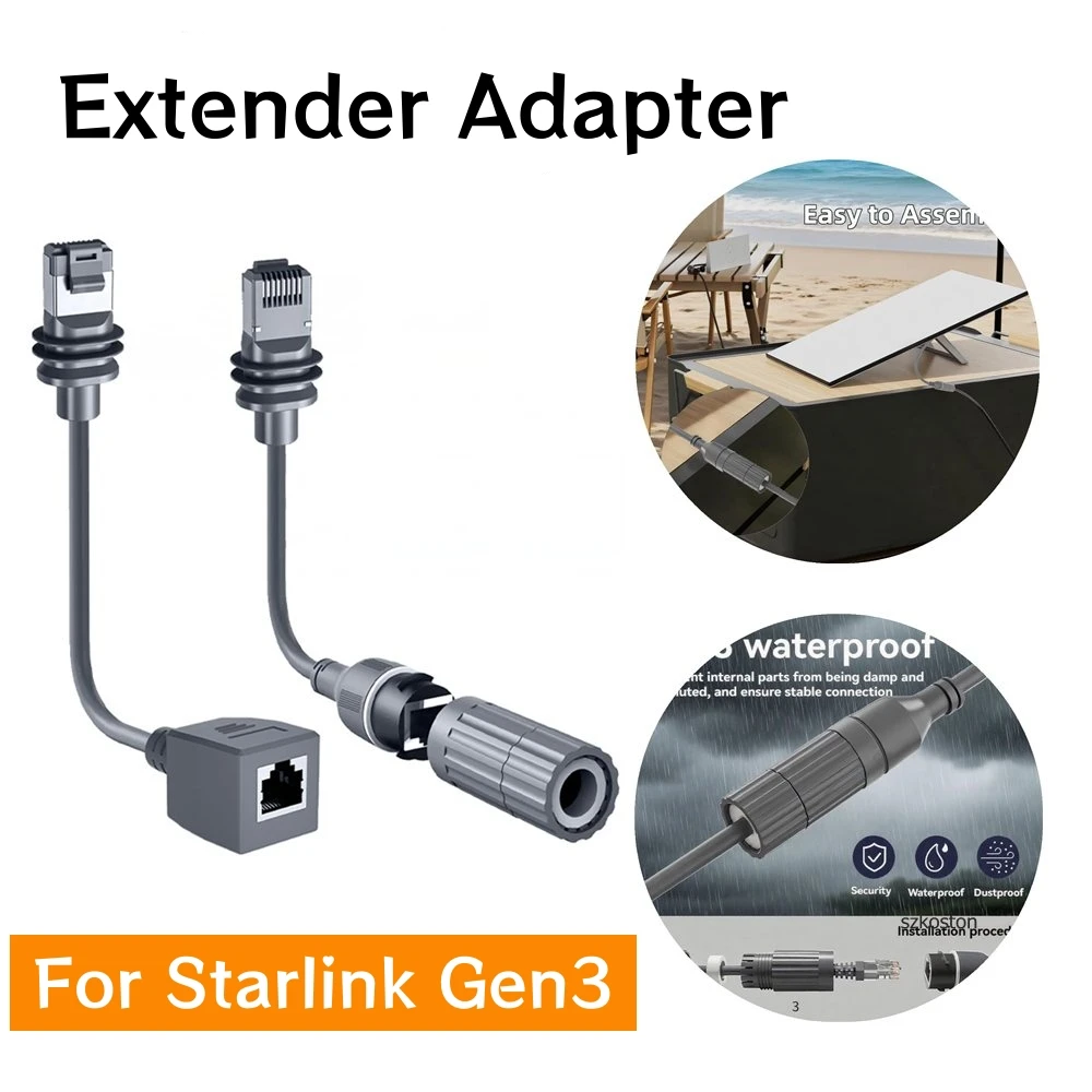 For Starlink Gen3 Ethernet Extender Adapter SPX To RJ45 Dish Router for Starlink V3 Rectangular Satellite Converter Extend Cable