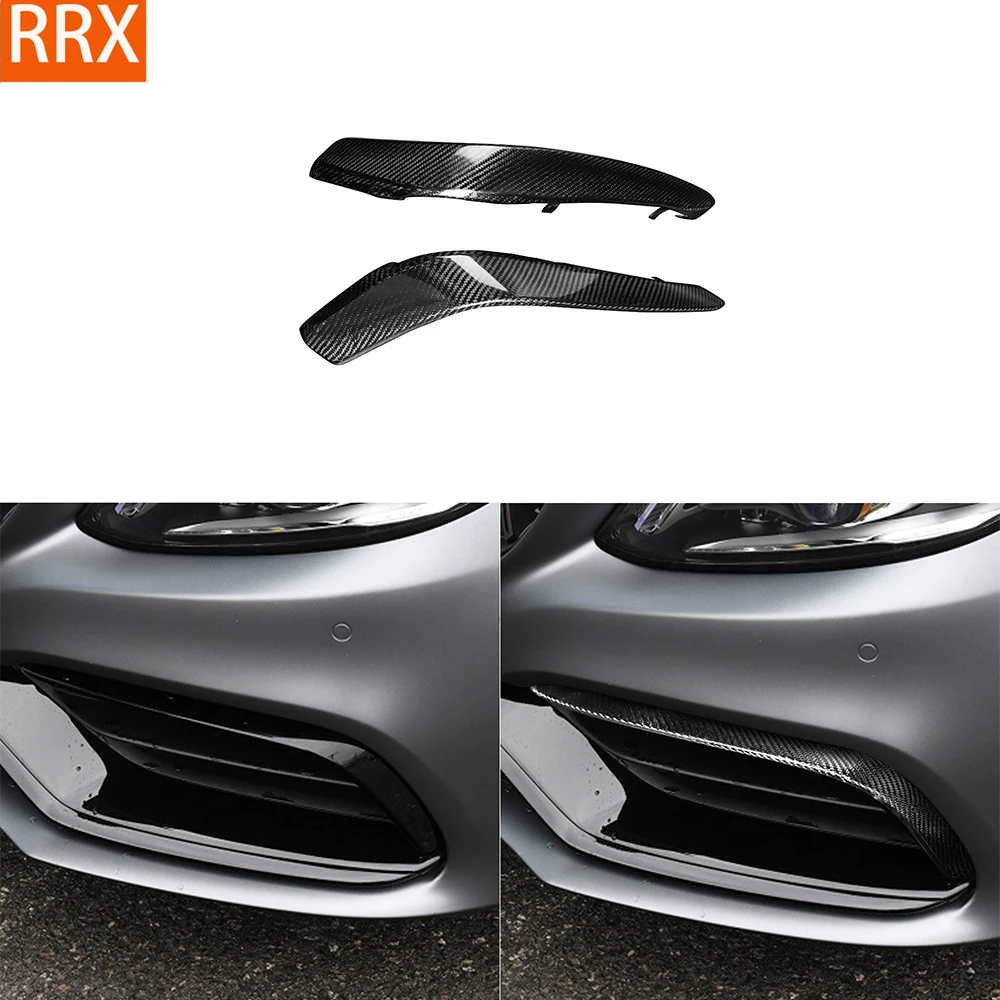 

For Mercedes-Benz W205 S205 C63 C63S 2015-2021 Real Dry Carbon Fiber Front Bumper Spoiler Air Intake Car Accessories Decorative