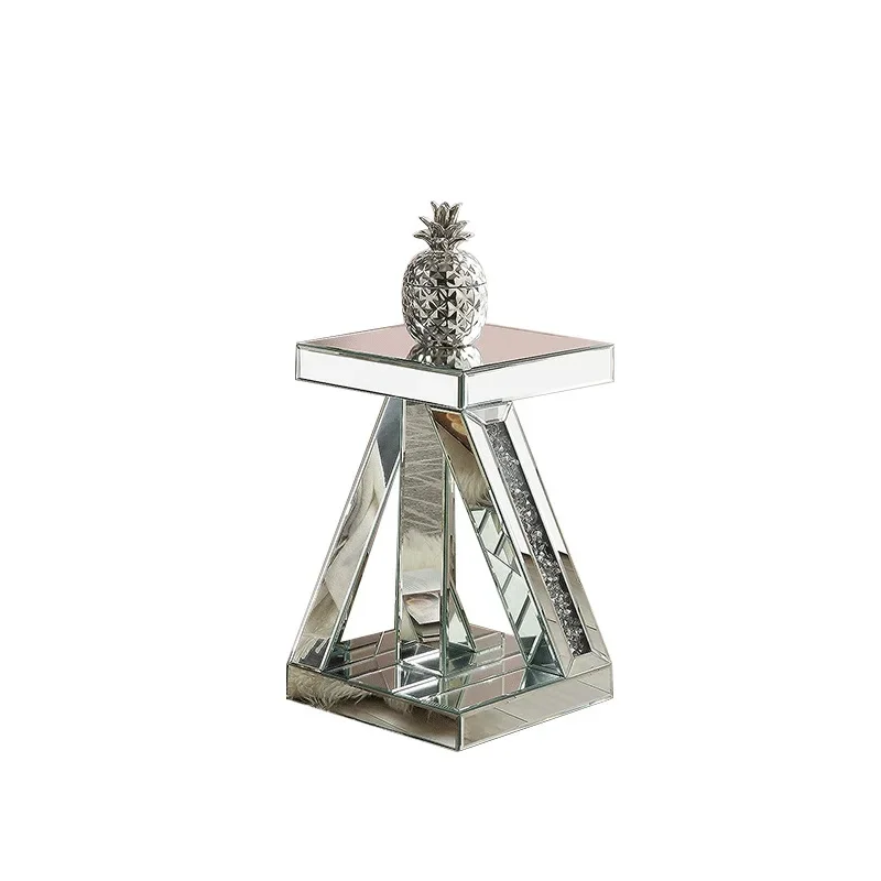 Light luxury broken diamond mirror coffee table ornament decoration glass stand