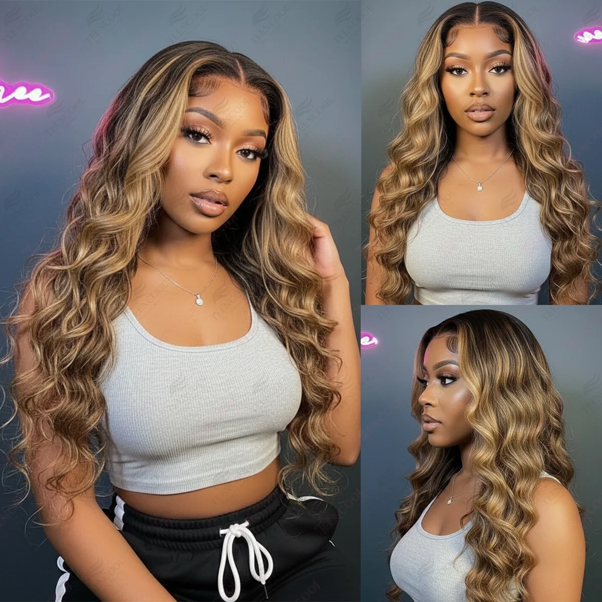 

200% Плотность 13x6 HD Парики фронта шнурка Человеческие волосы P4/27 Цветные парики 13x4 Кружевные фронтальные объемные волны Светлые парики 30 36 дюймов