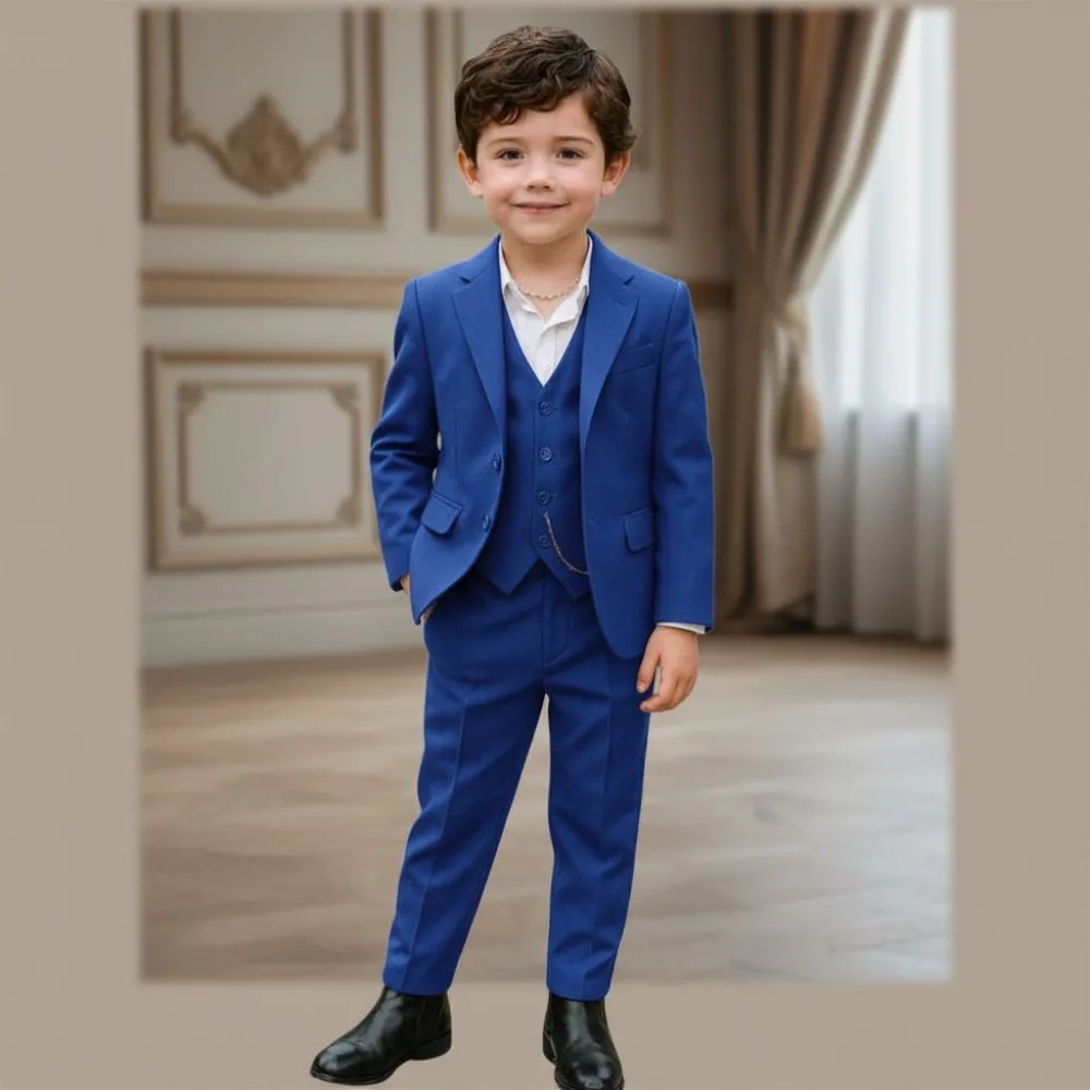 3 Pieces Wedding Boy Suits Burgundy Child Groom Suit Formal Kids Tuxedo Set Long Sleeve Outfit  Design Toddler Boys Formal Suit