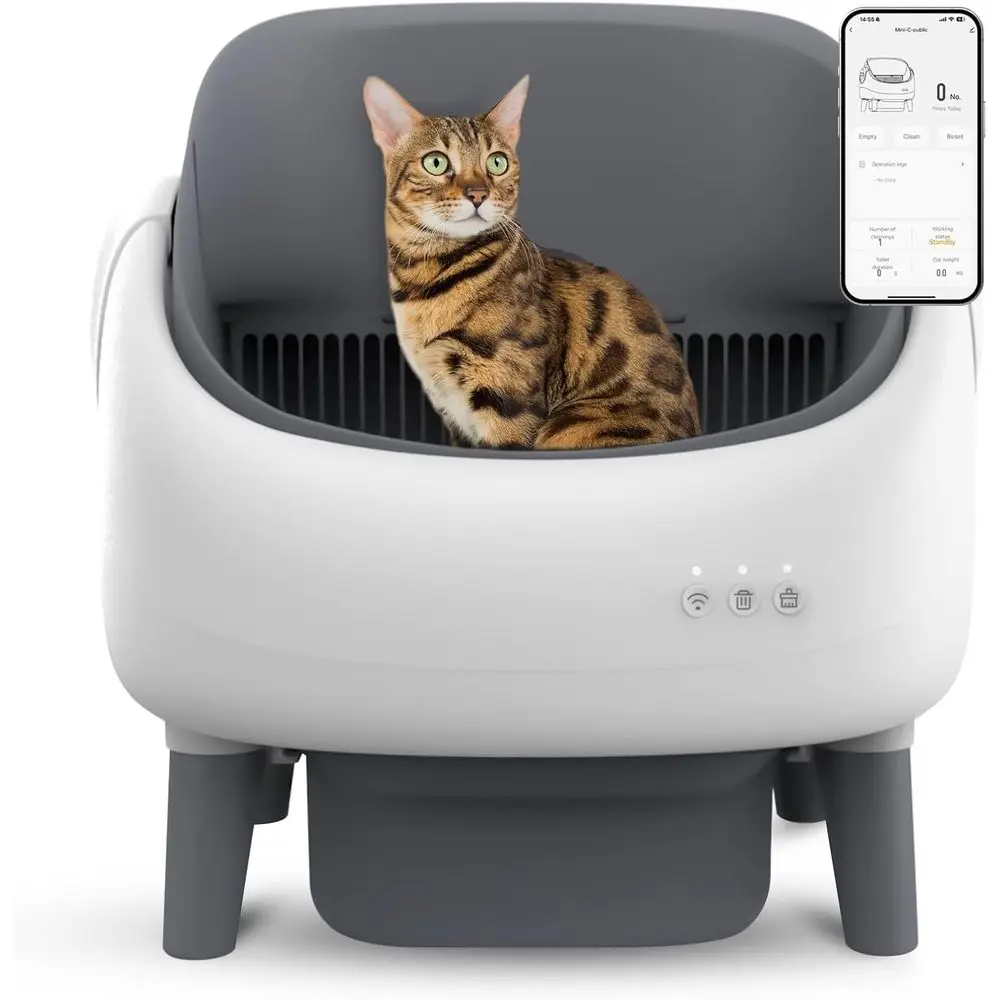

Self Cleaning Litter Box, Automatic Litter Box with Dual Safety Sensors, Anti-Pinch Protection, Large Capacity, APP Control, Whi