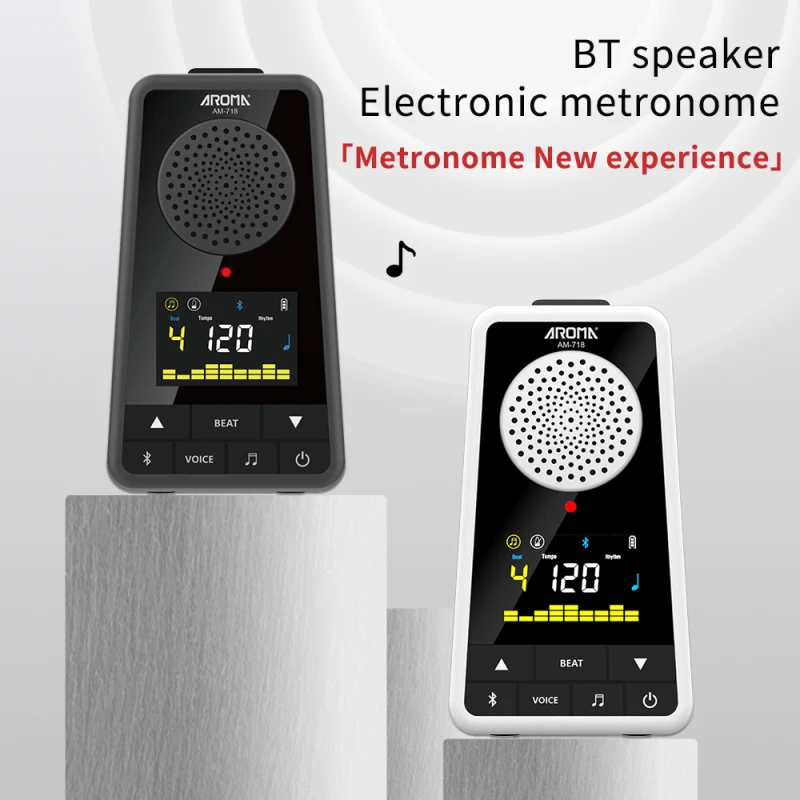 Portable Wireless Speaker 2-in-1Metronome BT Rechargeable Vocal Counts 1300mAh Digital Metronome for Guitar Piano Drum Violin