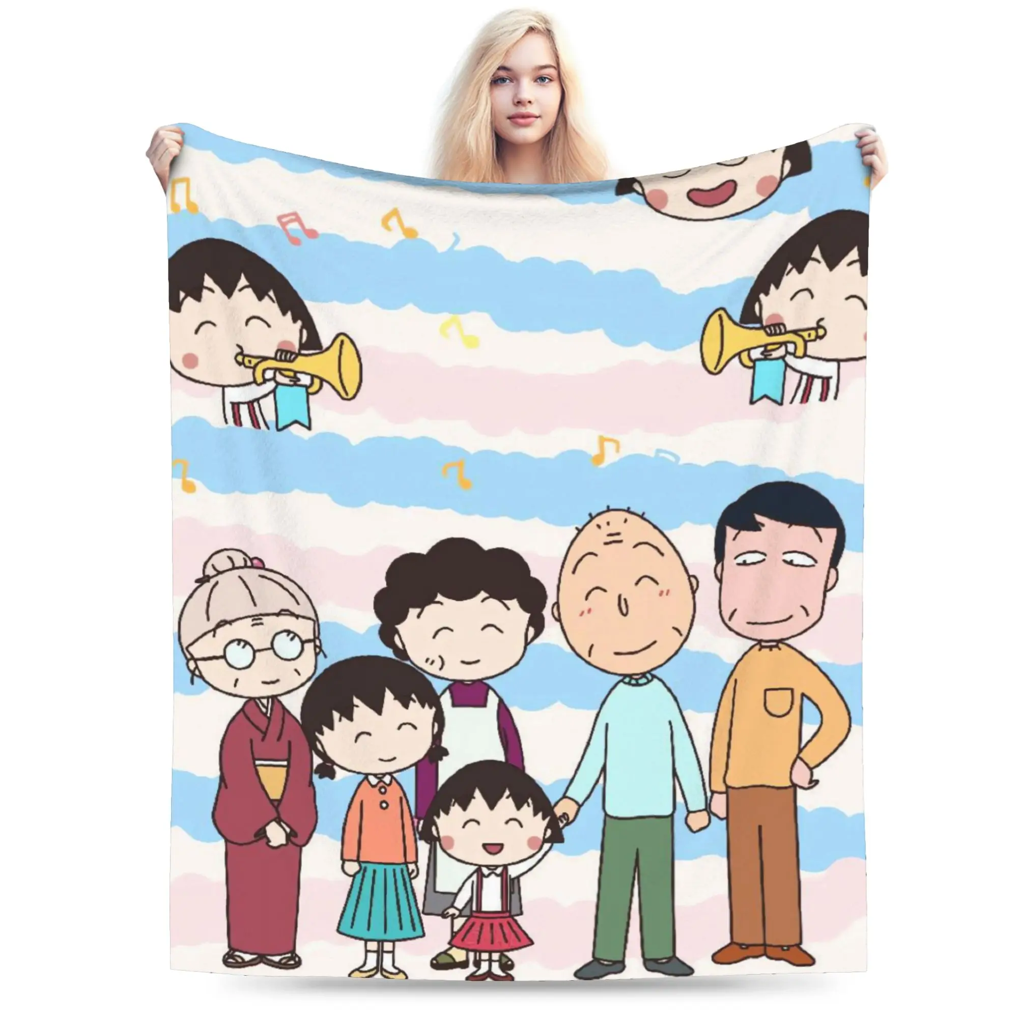 

Мягкое теплое одеяло Chibi Maruko Chans для девочек и мальчиков, плюшевое постельное белье, пушистое домашнее декоративное фланелевое покрывало, чехол для дивана-кровати