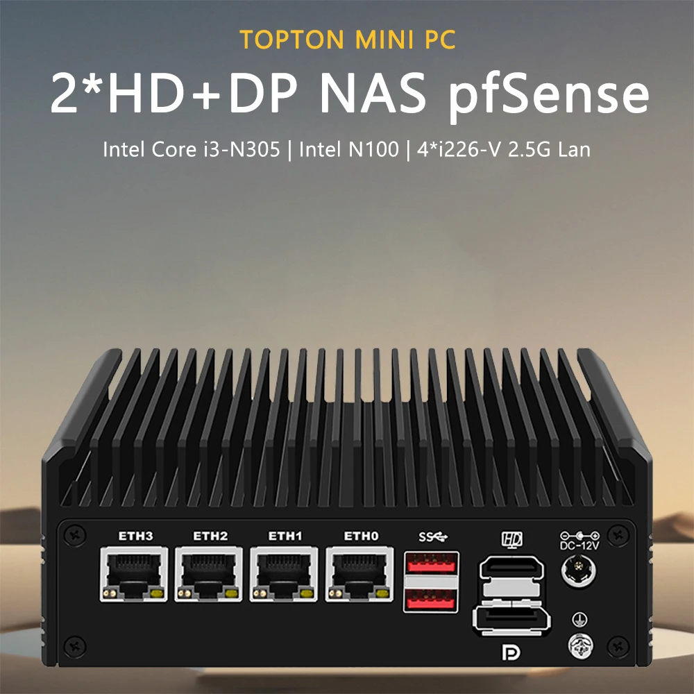 Roteador de Firewall Sólido, Intel i3, N305, N100, 4 x i226-V, Mini PC Fanless 2.5G, DDR4 PCIE, 3.0x4, MSATA, 2 * HD + DP, NAS, pfSense Proxmox, Recentes