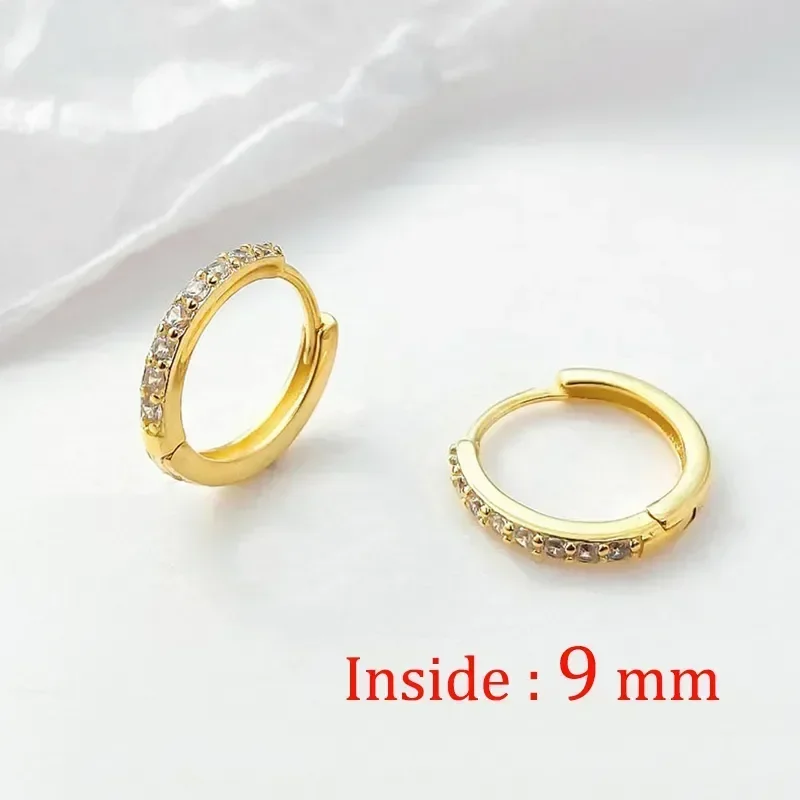 Aço inoxidável Minimal Hoop Brincos, cristal Zirconia, pequeno Huggie, fino brinco de cartilagem, Helix Tragus Piercing Jóias, 2pcs