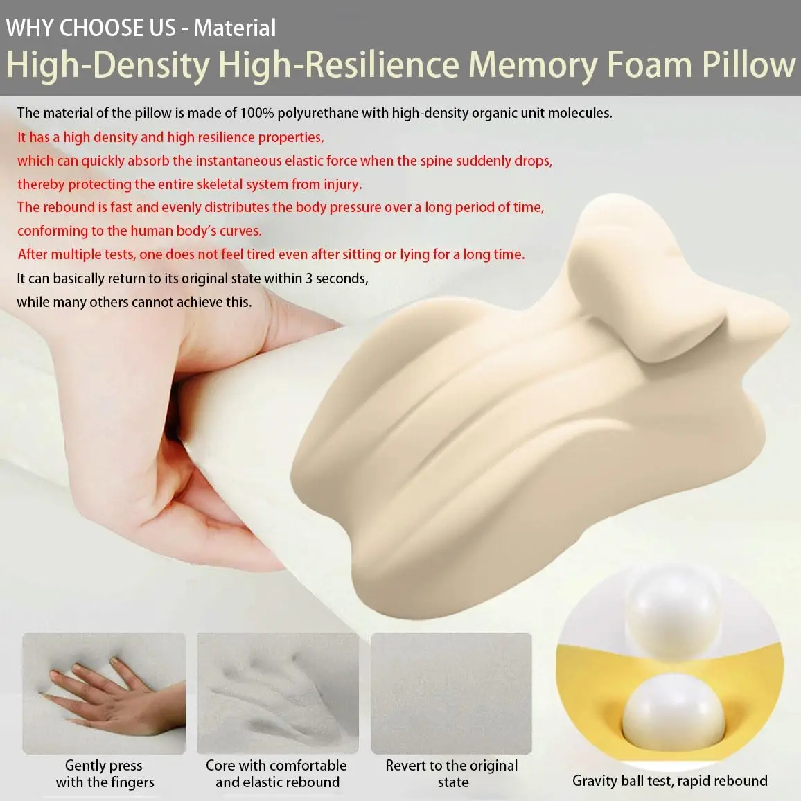 Memory Foam Wedge Pillow Couples Pillow - Intimacy Butt Pillow Cushion for Lumbar Support Modern Style for Home Bedroom 27° Gray