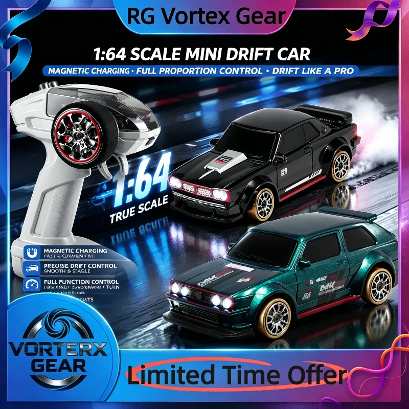 【In Stock】Hot 1/64 Mini Remote Control Car Full Scale Magnetic Charging Drift Desktop Pocket Car Entry Level Boy Racing Gift
