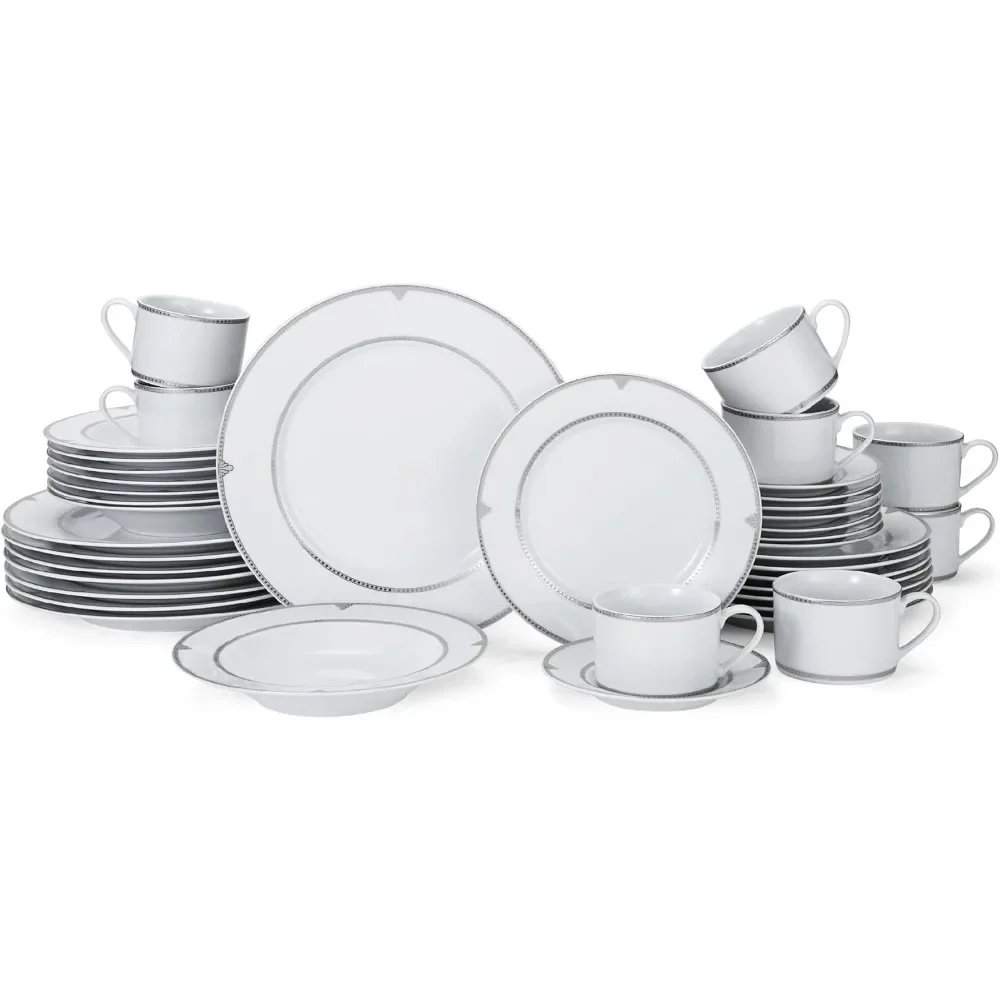 

Food Plate 40-Piece Porcelain Dinnerware Set Service for 8 Ceramic Dishes to Eat Tableware Set of Plates Dinner Sets Dish Luxury