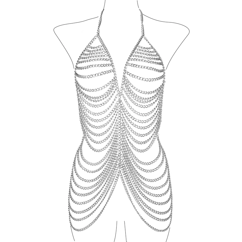 فستان نسائي قصير عصري بدون ظهر على شكل صدر وسلسلة شرابة وتفاصيل متعددة الطبقات عصري على طراز الشاطئ فساتين مثيرة للنادي #2