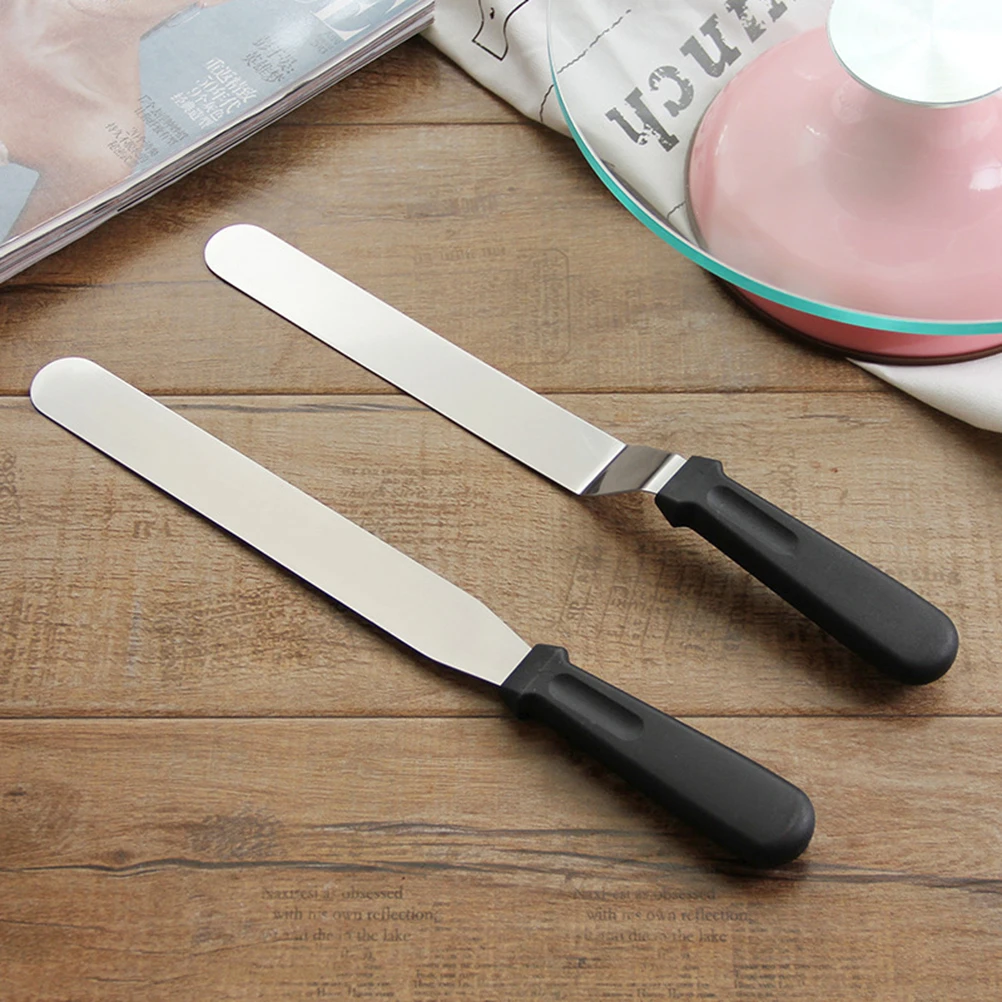 

Stainless Steel Cream Butter Spatula Kitchen Pizza Scraper with Plastic Handle for Cake Smoother Pastry Decor（7.9 Inches Random