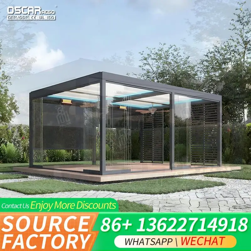 Motorized Aluminum Retractable Outdoor Pergola Luxury Bioclimatic for Garden Patio Balcony pergola